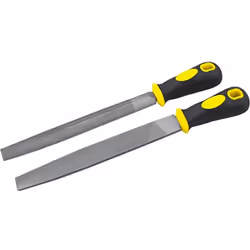 Rolson file, 150 mm, set di 2 realizzato in acciaio T12. 1 pezzo Lima piatta. 1 pezzo metà Lima tonda. cuscino in gomma morbi ...