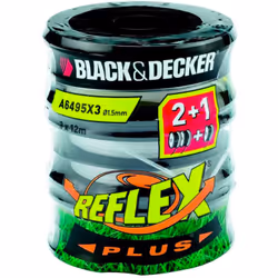 Rocchetto di ricambio Black+Decker A6495X3-XJ con doppio filo in nylon (2x6m, spessore 1,5mm) per tagliabordi Reflex Plus. Id ...