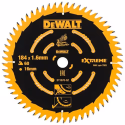 DT1670 Lama circolare da taglio 184 x 16 mm, 60 denti, ABT +7° - Serie in carburo premium per una durata due volte superiore. ...