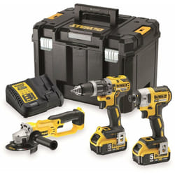 Dewalt - DCK383P2T-QW Kit Di 3 Strumenti 18 V, Trapano Avvitatore Compatto, Avvitatore a Urti e Meuleuses