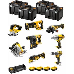 Kit DCK865P4T (DCS367 + DCH273 + DCD796 + DCS334 + DCG405 + DCS355 + DCF899H + DCS570 + 4x 5,0Ah + DCB132 + 4x tstak vi) - Dewalt
