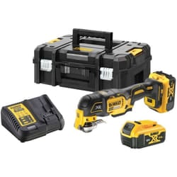 DeWALT Utensili - Multi-smerigliatrice oscillante a batteria 18 V senza carbonio, con accessori, 2x batterie XR da 5,0 Ah, caricabatterie DCS356P2