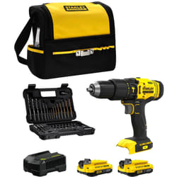 Stanley - Trapano a Percussione FatMax SFMCD711DSA (2 x 2,0 Ah + Caricabatterie + Borsa + Set di 50 accessori)