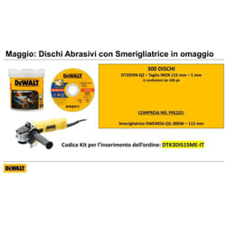 Dewalt - offerta promo 300 dischi da 115mm in omaggio 1 smerigliatrice da 800w