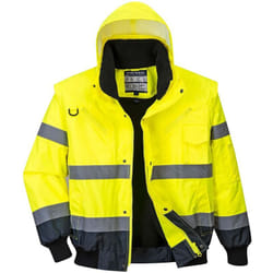 C465YNRM Bomber Bicolore Alta Visibilità 3 in 1, Giallo/Blu Navi, Medium - Portwest