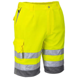 Portwest - E043YGYXXL Bermuda Poliestere-Cotone ad Alta Visibilità, Giallo/Grigio, xxl