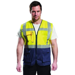 Rs Pro - Portwest C476 Gilet Executive Varsavia, Unisex - Adulto, Multicolore (Giallo/Blu marino), xxxl