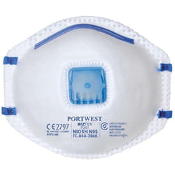 Portwest - P201WHR Mascherina Anti Polvere con Valvola FFP2, Bianco