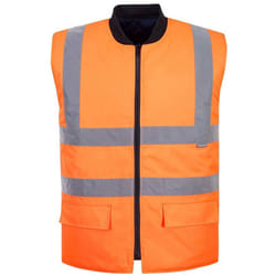Portwest - S469ORRM Hi-Vis Gilet Imbottito Reversibile, Arancione