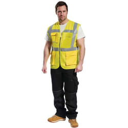 Portwest - Executive Madrid, C496, Gilet in rete ad alta visibilità, Uomo, m, Giallo