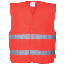 C474RERXX/3X Gilet ad Alta Visibilità con Due Bande, Rosso, XX3X - Portwest