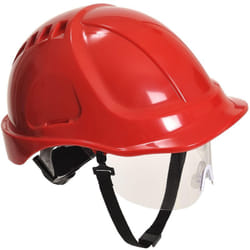 Portwest - PW54 Casco di Sicurezza con Visiera Endurance Plus Rosso
