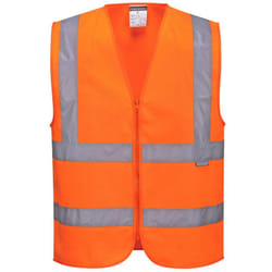 Portwest - C375 Gilet Band & Brace Hi-Vis con Zip, Arancione, xl