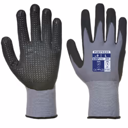 Guanti da Lavoro Puntinati Antiscivolo Descrizione: Il guanto antiscivolo puntinato in schiuma di nitrile Dermiflex Plus offr ...