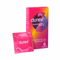 Durex Pleasure Max Easy-On, preservativi stimolanti per lui e per lei con rilievi e nervature posizionati per stimolare entra ...
