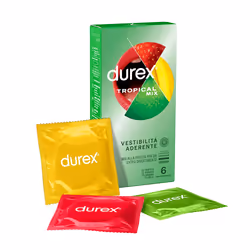 Durex Tropical Mix, preservativi aromatizzati che offrono una varietà di gusti fruttati per accendere la passione, al sapore  ...