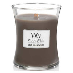Woodwick - candela clessidra media medium jar sand&driftwood