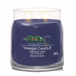 Yankee Candle Lakefront Lodge candela di cera Cilindro Legnoso Blu 1 pz