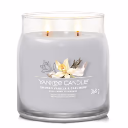 Yankee Candle Smoked Vanilla & Cashmere candela di cera Cilindro Ambra, Lana Cashmere Grigio 1 pz