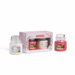 Yankee Candle Snow Globe Wonderland Medium Jar Gift Set, Cilindro, Rosa, Bianco, 2 pz