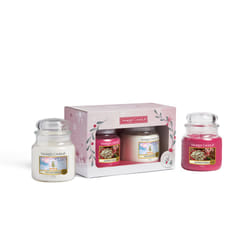 Yankee Candle Snow Globe Wonderland Medium Jar Gift Set candela di cera Cilindro Rosa, Bianco 2 pz