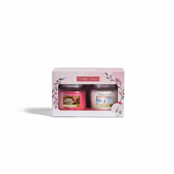 Yankee Candle Snow Globe Wonderland Medium Jar Gift Set candela di cera Cilindro Rosa, Bianco 2 pz