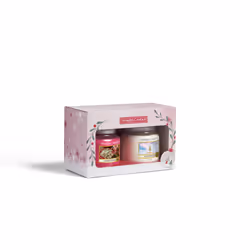 Yankee Candle Snow Globe Wonderland Medium Jar Gift Set candela di cera Cilindro Rosa, Bianco 2 pz