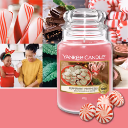 Yankee Candle Peppermint Pinwheels candela di cera Rotondo Rosso 1 pz