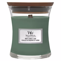 WoodWick Mint Leaves & Oak, Cilindro, Verde, Menta, Legno di quercia, 40 h, 1 pz