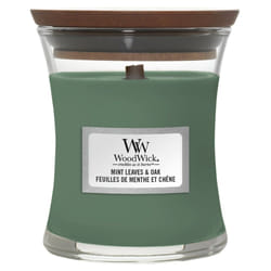 WoodWick Mint Leaves & Oak candela di cera Cilindro Menta, Legno di quercia Verde 1 pz