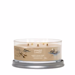 Yankee Candle Amber & Sandalwood candela di cera Rotondo Ambra, Caramello, Cardamomo, Legno di cedro, Lavanda, Patchouli, Pepe, Legno di Sandalo, Fava tonka, Vaniglia Marrone 1 pz