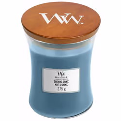 La Candela Clessidra Media Medium Evening Onyx di Woodwick dall'intensa fragranza ispirata alle foglie del gelsomino, dell'or ...