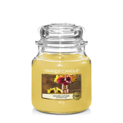 Yankee Candle Golden Autumn Medium Jar (Mittel) candela di cera Cilindro Agrume, Zenzero, Muschio, Patchouli, Vetiver Oro 1 pz