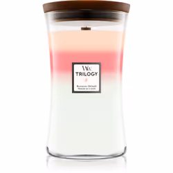 La candela profumata Woodwick Trilogy Blooming Orchard profuma la tua casa con una fragranza meravigliosa per creare un'atmos ...
