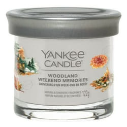 Yankee Candle Woodland weekend memories candela di cera Rotondo Ambra, Bergamotto, Cocco, Giacinto, Moss, Arancione, Pera, Legno di Sandalo, Vaniglia Bianco 1 pz