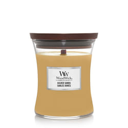 WoodWick Gilded Sands candela di cera Cilindro Ambra, Fig wood, Legnoso Beige 1 pz