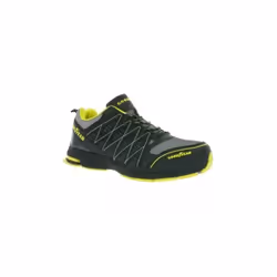 Les chaussures de sécurité basses ADELAIDE répondant à la norme S1P sont présentées en noir et jaune par le groupe GOODYEAR. ...