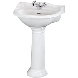 Hudson Reed - Lavabo Su Colonna per Bagni - Design Tradizionale Su Piedistallo - Lavandino In Ceramica Bianca - 1 x Foro per la Rubinetteria - 915 x