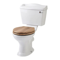 Hudson Reed - Oxford Sanitario wc Monoblocco Tradizionale con Cassetta e Sedile ad Effetto Noce - Ceramica Bianca Glassata - Design Vintage da Terra