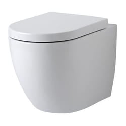 Hudson Reed Ashbury Sanitario WC Sospeso Moderno con Sedile - Ceramica Bianca Glassata - Design da Parete Ovale - 385 x 365 x 555mm