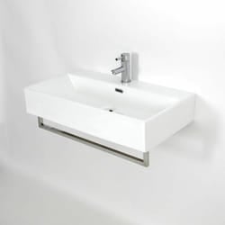 Hudson Reed - Sandford Lavabo Sospeso Rettangolare con Portasalviette Cromato - Lavandino Bagno Moderno con 1 x Foro per la Rubinetteria - 750 x 420mm