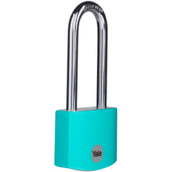 Yale - Lucchetto in alluminio con arco lungo YE3B/38/156/1/TE verde acqua, corpo 38mm, 3 chiavi