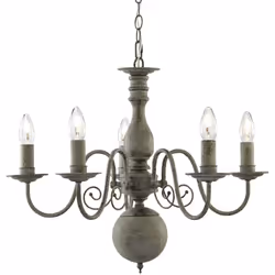 Collezione Greythorne EFFETTO INVECCHIATO Questa lampada a sospensione a 5 luci in acciaio Greythorne con finitura grigia tes ...