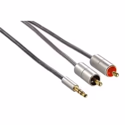 Hama Cavo jack 3,5 mm M/2 x RCA M, 2 metri, high quality, Aluline, 3.5mm, Maschio, 2 x RCA, Maschio, 2 m, Argento