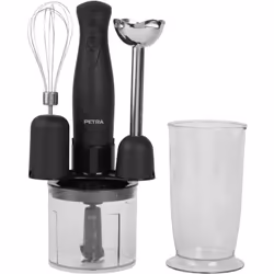 Petra PT2827BMBLKVDE Frullatore 3 in 1 - Frullatore a Immersione Portatile, 350W, 2 Velocità, Lama a 4 Ali, 700ml Bicchiere G ...