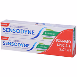 Sensodyne Fresh Mint Dentifricio protegge i denti sensibili, offre 24h di protezione e gengive sane. Formula al fluoro per ra ...