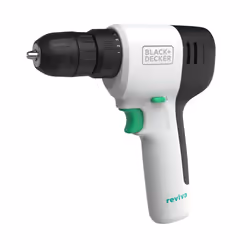 Black & Decker REVDD12C-QW, Trapano con impugnatura a pistola, Senza chiave, Bianco, 1 cm, 2,5 cm, 1 cm