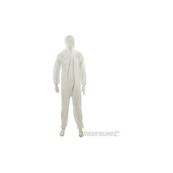 Silverline - Tuta da lavoro bianca usa e getta con zip e cappuccio xl