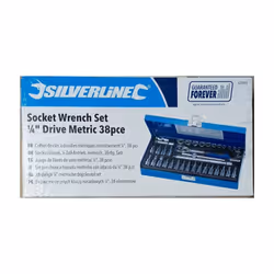 Set chiavi a bussola Set con chiave a cricchetto 1/4" Comprende prolunghe e valigetta Misure: 4, 4.5, 5, 5.5, 6, 7, 8, 9, 10, ...