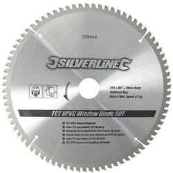 Silverline - Lama in tct per finestre in uPVC 80 denti 250 x 30 mm - anelli di riduzione 25, 20, 16 mm